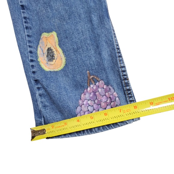 Levi's Womens 505 Regular Fit Jeans Fruits Hand Painted 36x30 Medium Wash Custom - Picture 9 of 9